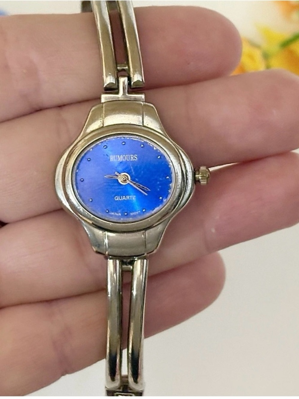 Women's Gold-Tone Bracelet Watch with Blue Dial